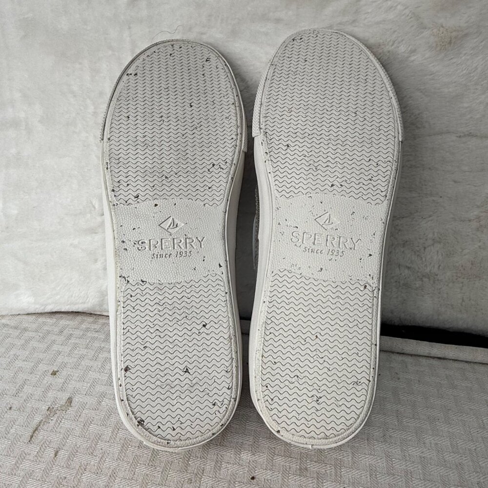 Sperry Mens Boat Sneakers Casual Size 11 Beige Canvas Deck Shoes - Picture 6 of 7